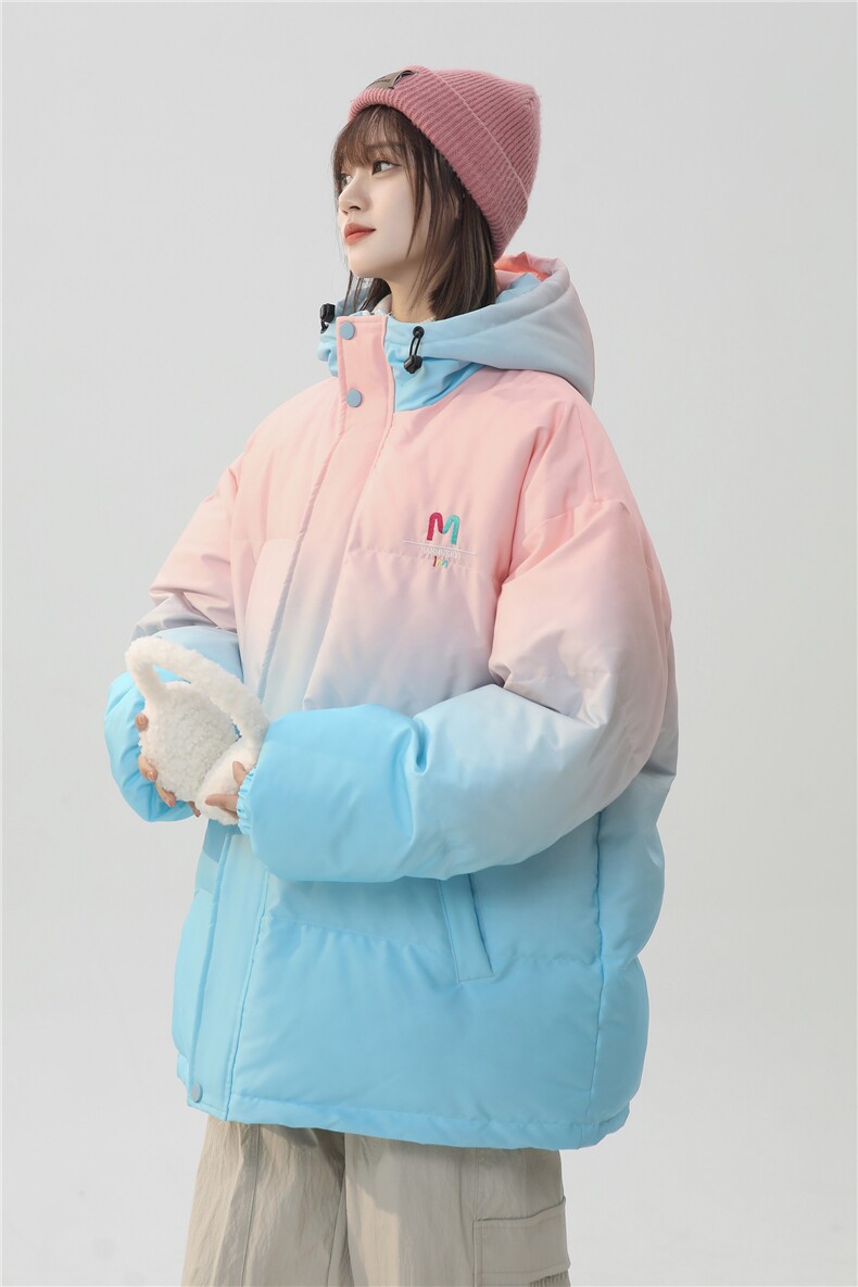 XZ-230-1MY52中性风宽松简约扎染渐变刺绣休闲连帽棉服P128控158,男装棉衣,星座230-1