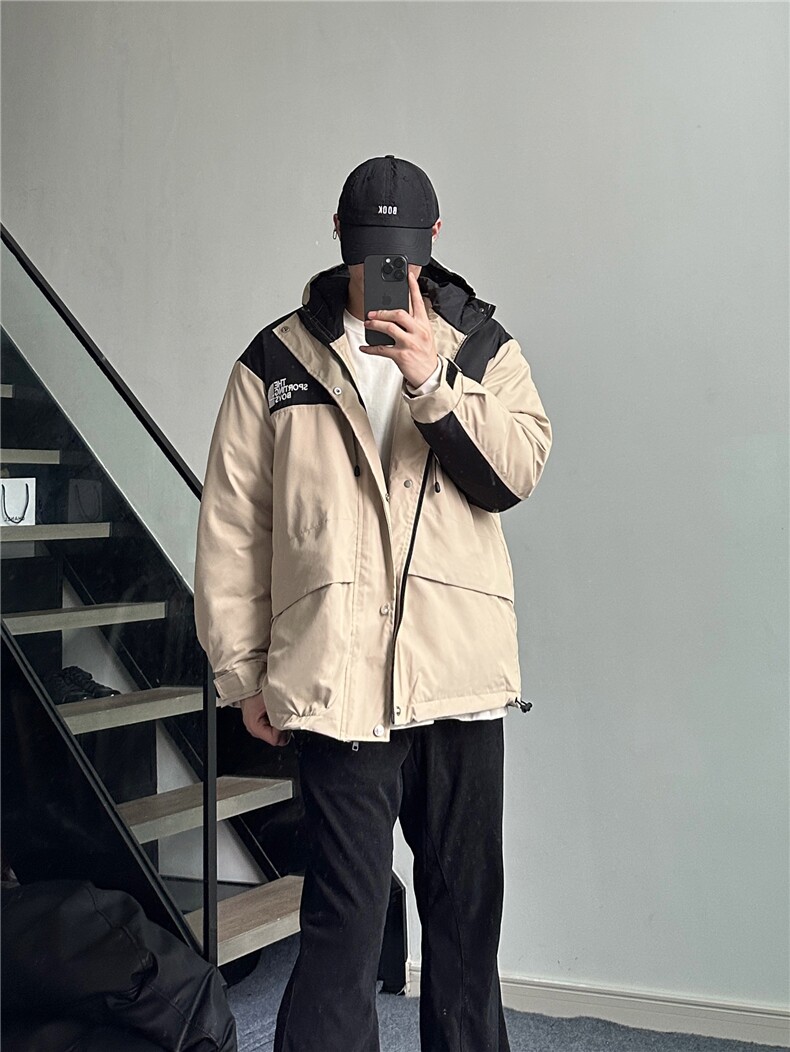 冬装刺绣拼色连帽宽松棉服冲锋衣棉衣外套 M2009P125图片