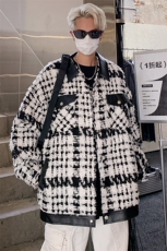 秋季编织小香风男女款拼接夹克格子上衣A071-JK105-P110，男装夹克，电商A071