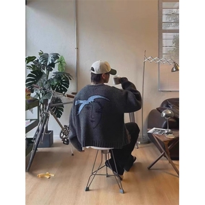 JY338-P62 油画和平鸽开衫毛衣冬宽松休闲长袖针织上衣 网图图片