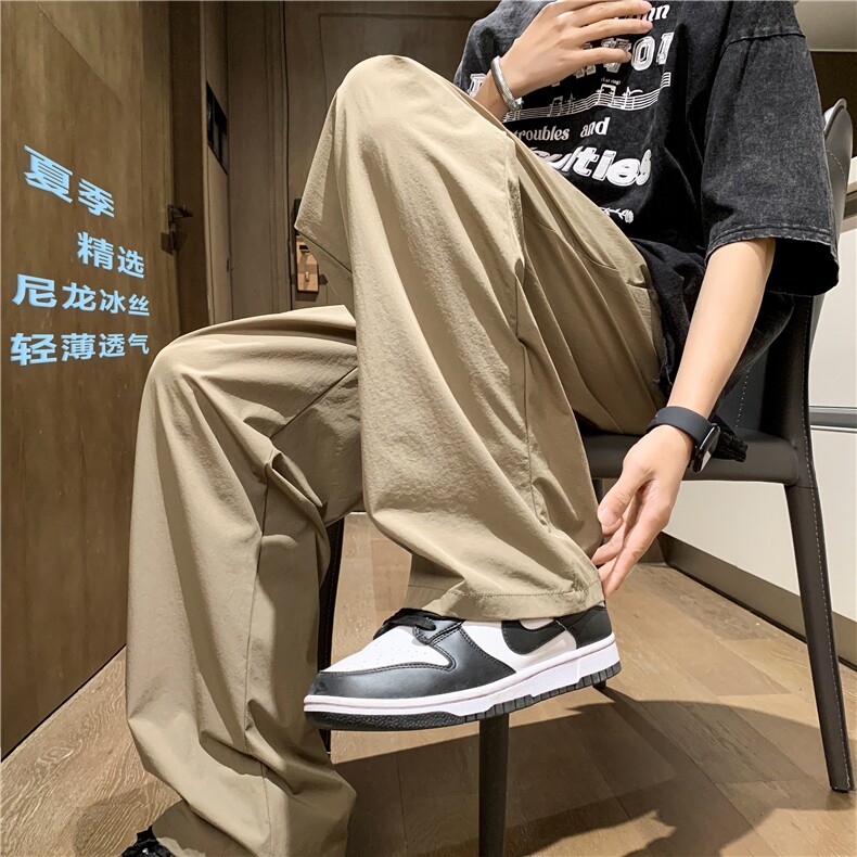 2023夏季薄款休闲显高抗皱百搭速干款运动尼龙冰丝拖地裤7011批32图片