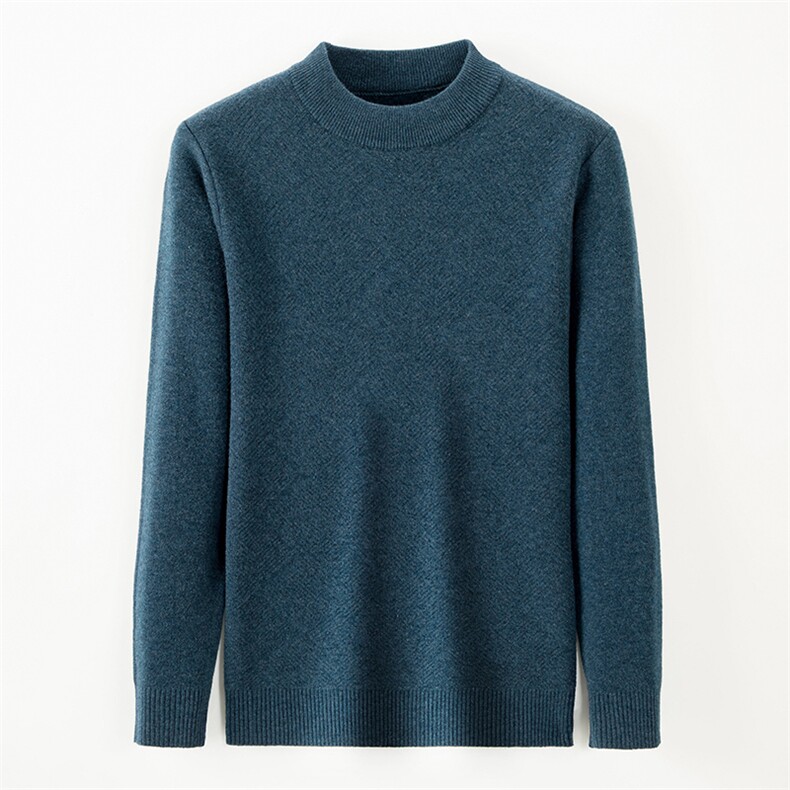 B-N21607冬季新款男士圆领毛衣仿羊绒针织加绒打底衫男装保暖P图片