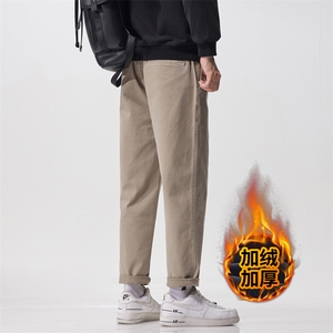 特批纯棉休闲裤男士2025冬季新款直筒宽松长裤子J822-P48/加绒P55图片