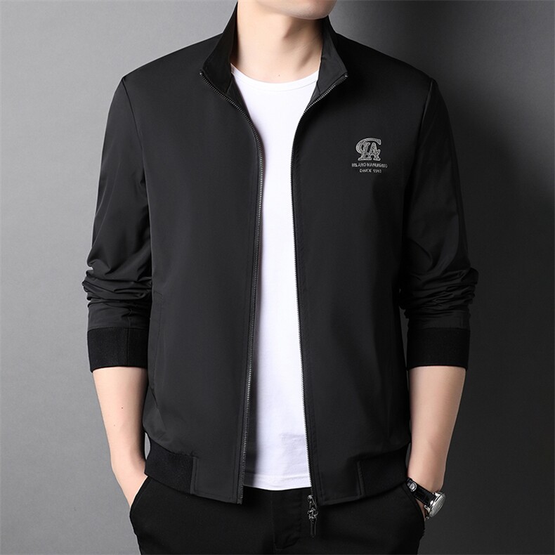 22春季新款纯色立领休闲男士夹克外套潮流时尚男装QLM77300-P160,男装夹克,电商B212（原钱塘6029）