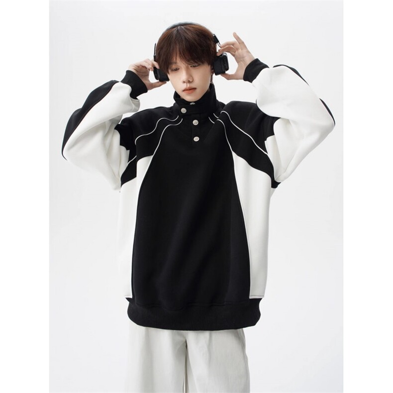 5444-P73美式撞色拼接休闲潮牌运动立领卫衣,女装卫衣/绒衫,星座617A-2