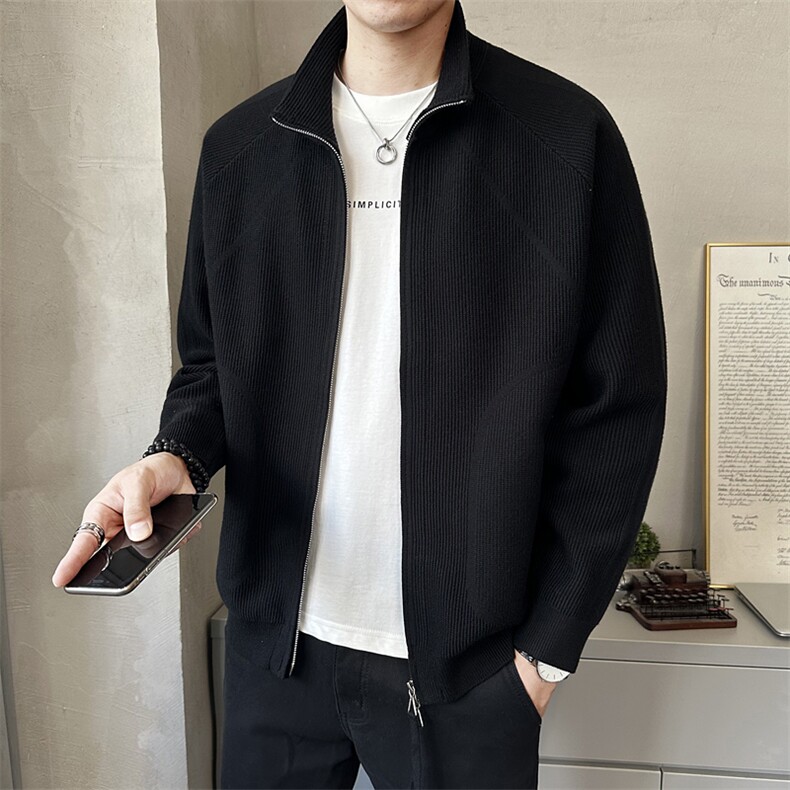 高级松弛感立领针织男士拉链开衫毛衣初秋新款上衣外套K7719-P130,男装针织衫/毛衣,电商A237