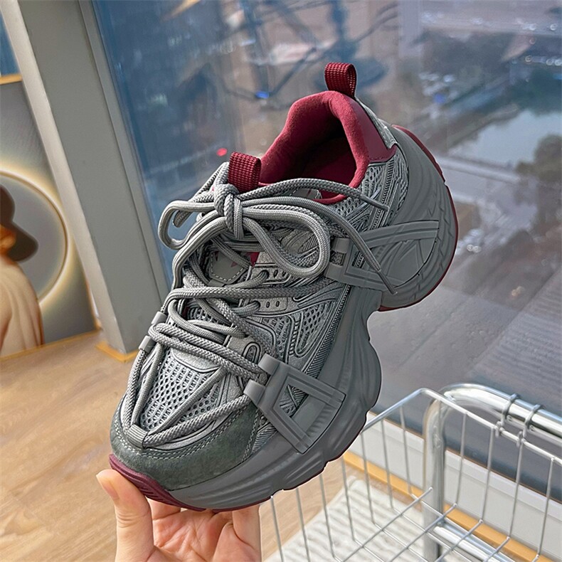 吸膜底真皮老爹鞋女2024冬季新款复古运动鞋女百搭厚底增高休闲鞋，女鞋休闲鞋，电商A223