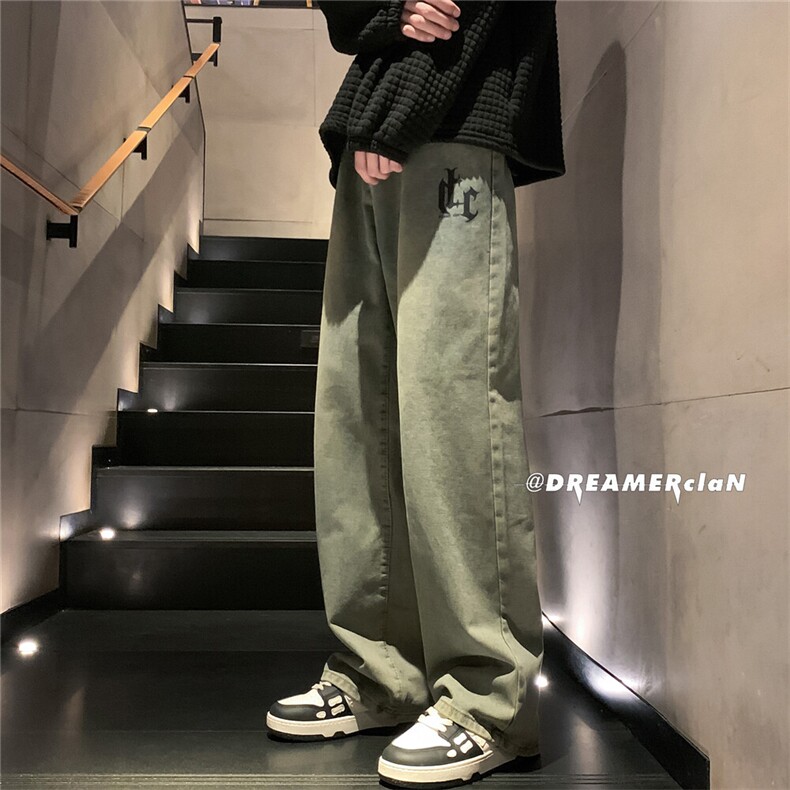 k1013-p50-控68 M-5XL 美式高阶黄泥拉链宽松大码牛仔裤cityboy图片