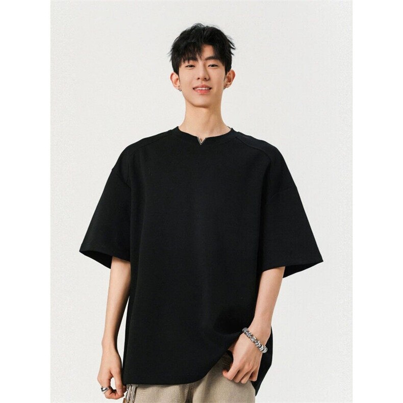 706-T6363-P35现货260克重磅夏季美式小V领短袖T恤男士半袖,男装T恤,星座706