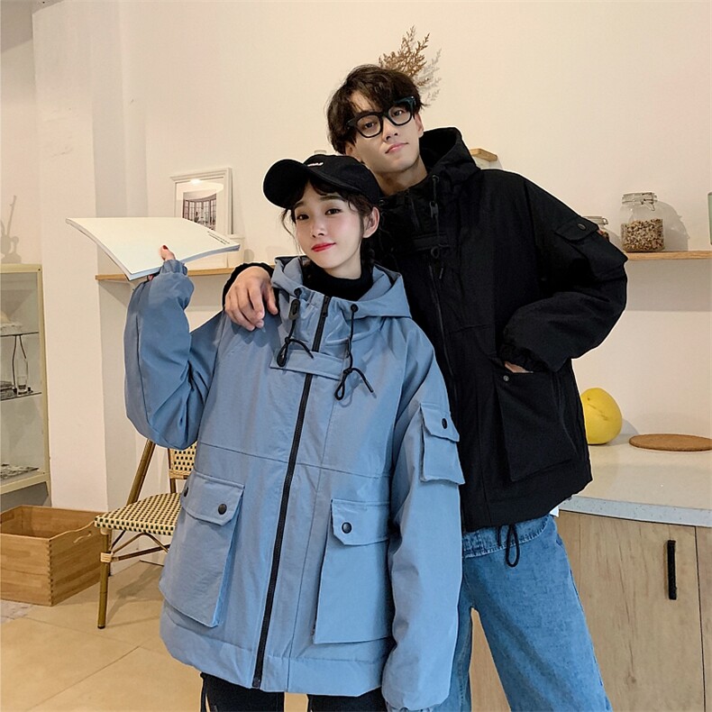 情侣装冬装新款加厚连帽棉衣港风潮工装情侣棉服MY916-P115控159,男装棉衣,星座311A