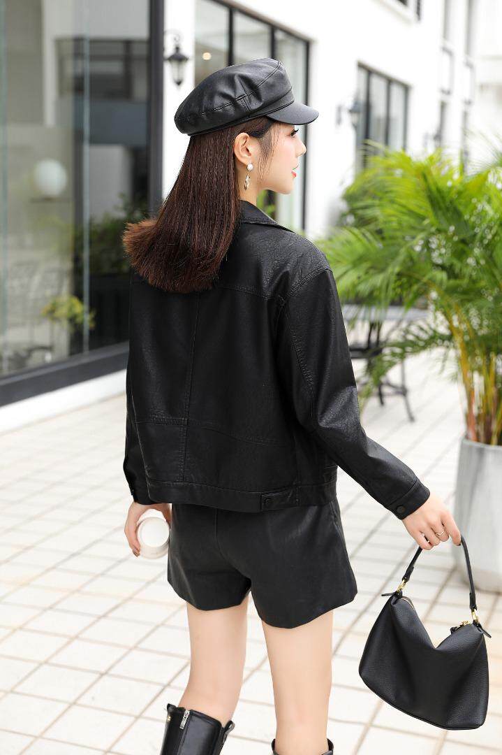 PU短款洗水皮衣，女装皮衣，艾慕缇(1F)