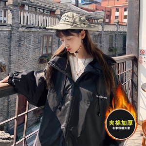 冬季加绒加厚连帽保暖百搭棉服外套宽松潮流冲锋衣男JK2800P95图片