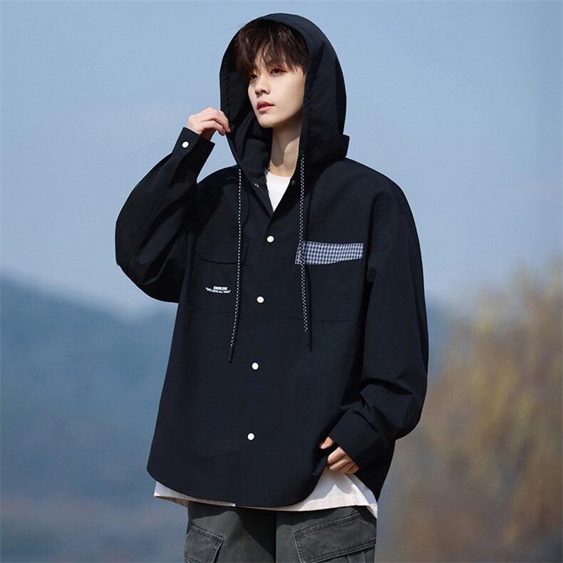 85817-P60M-8XL2026春季新款大码连帽开衫天丝棉衬衫外套，男装衬衫，星座109