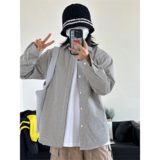 港风条纹衬衫宽松外套男女衬衣内搭衬衫CS017-P30，男装衬衫，星座301C-5