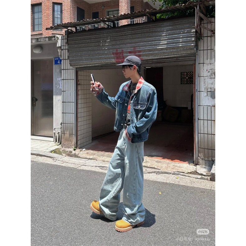 网图现货-TZ08-P155抖音复古水洗牛仔外套美式,男装工装外套,电商B327