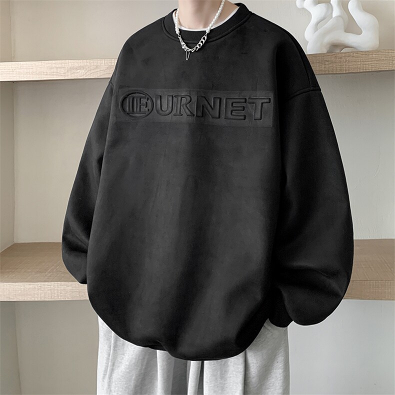 秋季新款圆领鹿皮绒钢印卫衣宽松外套上衣男RW2302-特P38控68图片