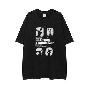 白底平铺 新款印花美式卡通百搭情侣短袖T恤情侣 DT1027 P45控68图片