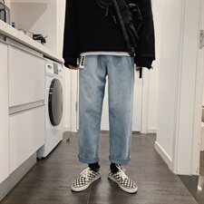 送腰带2021新品春季男士直筒牛仔裤ins九分休闲男裤子KZ01，男装牛仔裤，星座1008