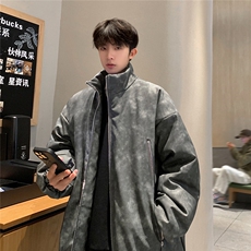 港风PU皮复古做旧双侧金属拉链设计夹克式棉衣男MY77092P130控198，男装夹克，星座227-7