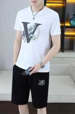 25326-P75欧货夏季新款男士时尚短裤套装轻奢刺绣短袖T恤一套，男装牛仔裤，电商D310B-1