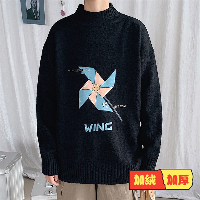 M18112-P45 半高领毛衣男士大码针织衫男毛线衣男线衫图片