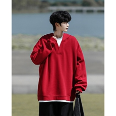 8XL-M叠穿假两件卫衣重磅连帽V领拼接套头衫宽松大码外套WY006P65，男装卫衣，电商B312