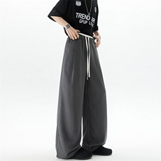 8XL-M假两件双腰山本裤条纹休闲西裤男夏宽松大码阔腿裤KZ052P60，男装休闲裤，电商B312