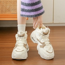 韩版老爹鞋女2024冬季加绒保暖高帮ins潮学生休闲棉鞋女，女鞋休闲鞋，电商A223