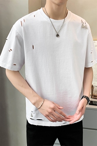 直播店主风夏百搭破洞潮牌T恤短袖社会小伙A236-23371-P50 控70图片