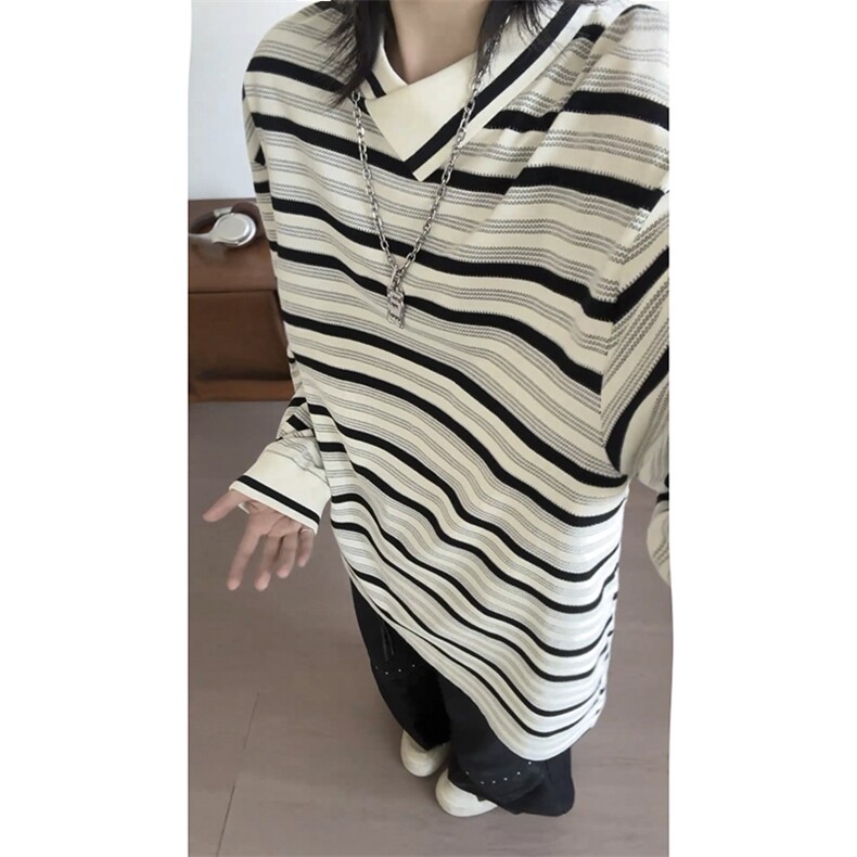 现货PL22-P55控88不规则翻领条纹polo衫男长袖秋季宽松休闲上衣服,男装Polo衫,星座403（原603-1）