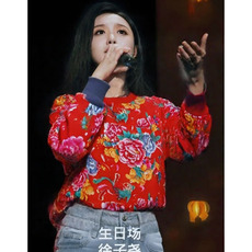 B203秋冬男女休闲圆领花卫衣外套团队表演出舞蹈服东北大花耀眼服，女装短外套，星座115A(原星座507）