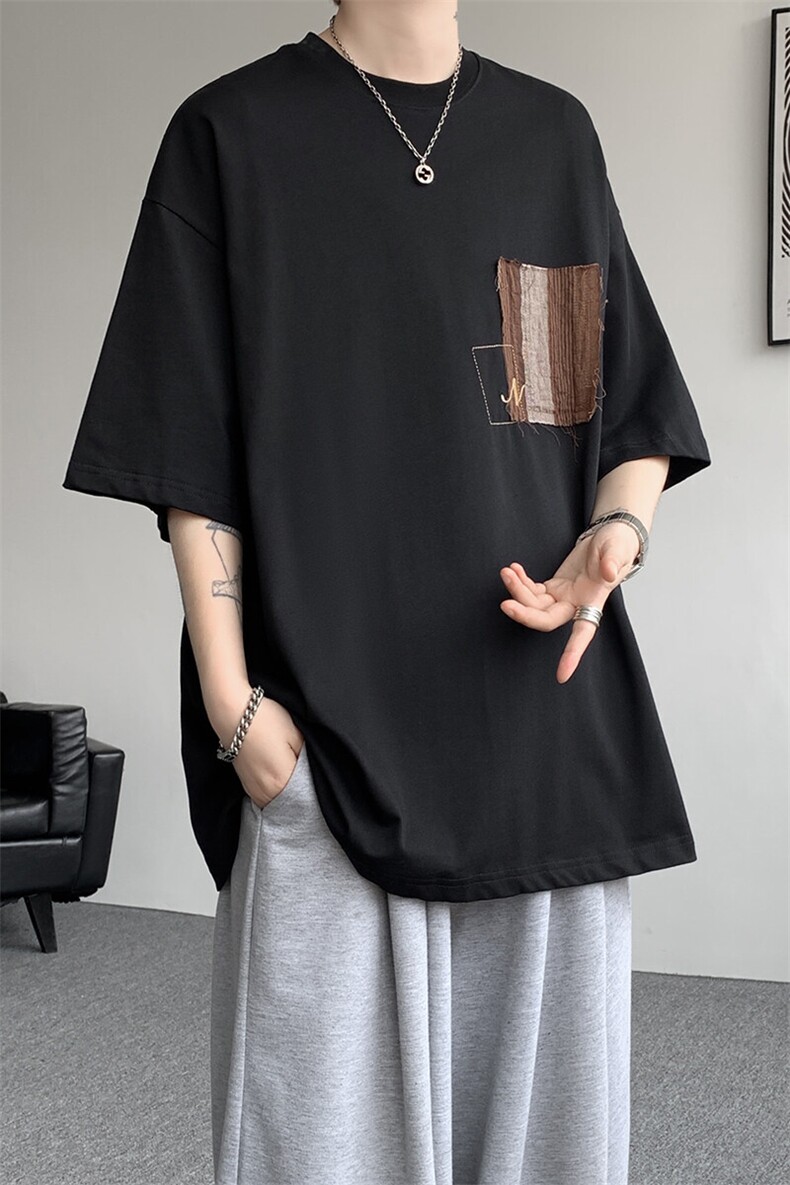 8XL-M高品质纯棉美式复古宽松简约百搭学院风短袖T恤上衣男DX343,男装T恤,电商D206-1