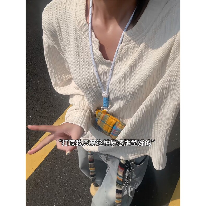 XZ809A/SYR34/P35/控58   麦穗纹V领长袖T恤卫衣图片
