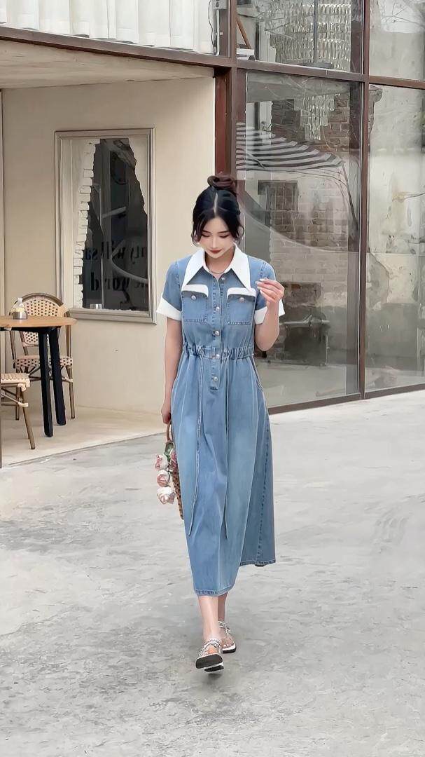 2023年夏装牛仔连衣裙，女装连衣裙，贻思茗