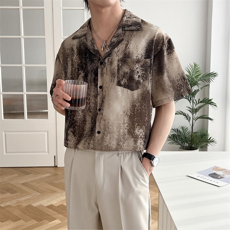 B353CS368P55M-3XL聚酯纤维100夏新款2025冰丝衬衫直播款咖,男装衬衫,电商B353