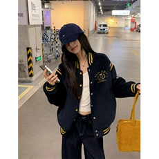 夹棉棒球服外套男女秋冬新款休闲拼色宽松加厚夹克上衣M8059，男装夹克，星座1116A（原606A-3）