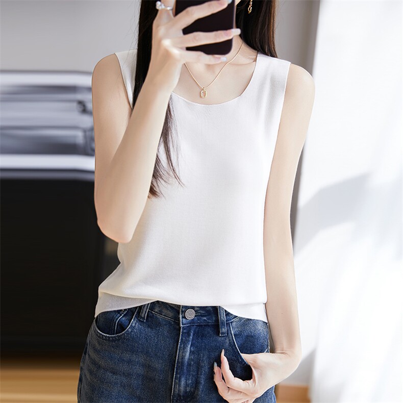 针织吊带背心女2025夏季方领西装内搭打底上衣短款小个子外穿美背,女装背心吊带,朝思羊绒
