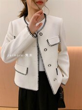 纯色小香风外套手工编制工艺。复古粗纺定制料，其它，Jarmore隽末