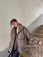 拼接毛羽绒服，女装羽绒服，E品