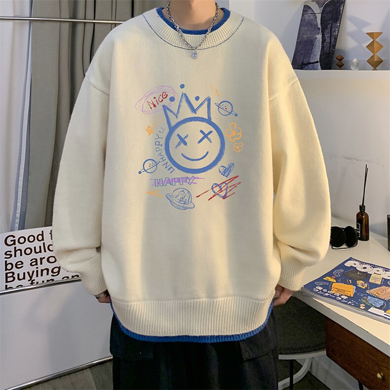 控78假两件毛衣男大码加绒针织衫男毛线衣M80180-P55加绒P70,男装针织衫/毛衣,电商A040