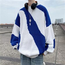 2023新款韩版潮流圆领套头毛衣秋季拼色长袖休闲针织衫男M684-P40，男装针织衫/毛衣，星座512-2