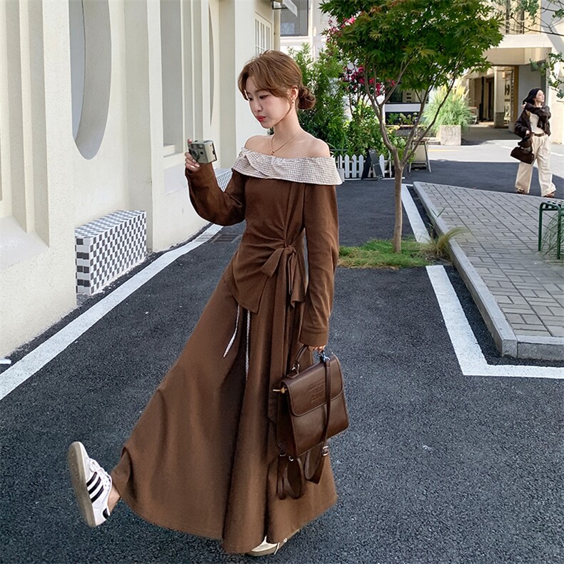 韩版显瘦长袖上衣半身裙两件套女2025春秋季新款百搭收腰气质套装,女装套装/套裙,纯色衣恋