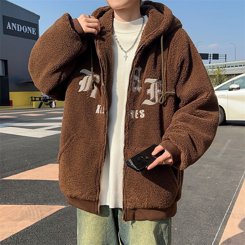 冬季潮流小众加厚棉衣情侣装美式复古羊羔毛棉服外套男W8030-P56,男装棉衣,星座512-4