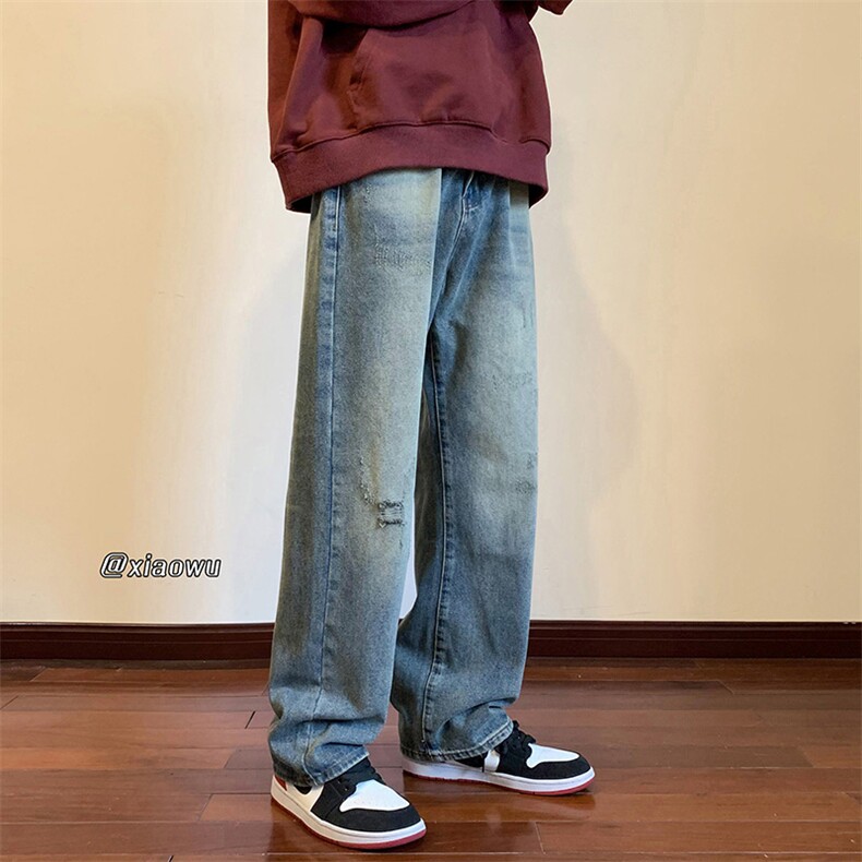 复古重工水洗牛仔裤小直脚B342-K7010-P50控68，男装牛仔裤，电商B342