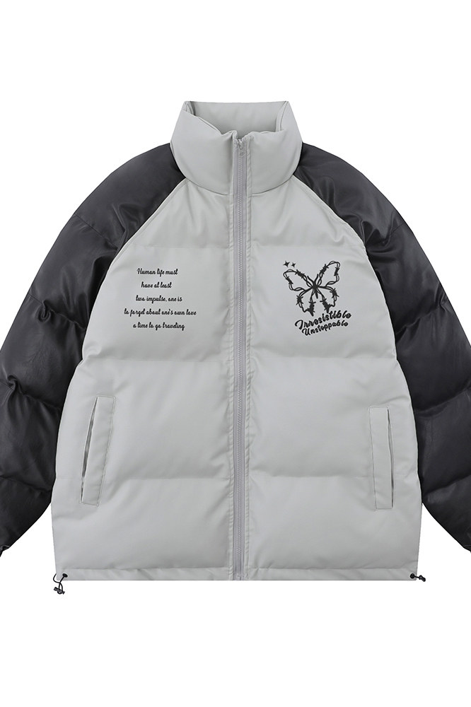 白底23新款冬季时尚百搭立领PU皮棉服外套MY65203P125控168,男装棉衣,电商A268-1
