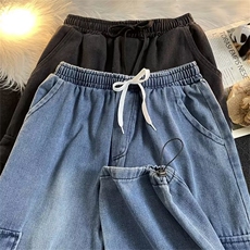 美式复古工装牛仔裤男女潮牌高街直筒宽松秋冬阔腿裤子N5040-P40，男装牛仔裤，星座1008