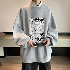 华夫格卫衣圆领卫衣男大码长袖t恤男外套HW76176-P30加绒款-P40，男装卫衣，电商A040