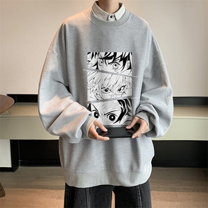 华夫格卫衣圆领卫衣男大码长袖t恤男外套 HW76176-P30加绒款-P40图片