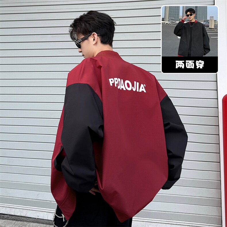 特批P55无差价春新款安哥拉红两面穿印花夹克男防泼水棒球服J2667图片