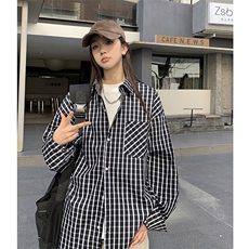 港风衬衫高级感设计耐磨格子衬衫休闲百搭MD-H531-特批55控89，男装衬衫，星座717